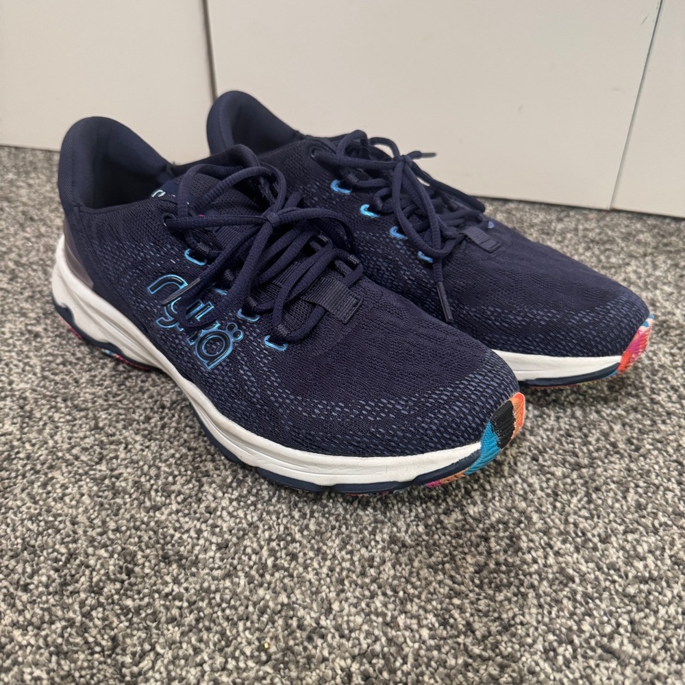 Ryka Devotion X Walking Sneaker Navy Multicolor Sole Running Shoes Comfy Size 8M